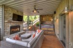 Terrace Level Outdoor Fireplace & Hot tub